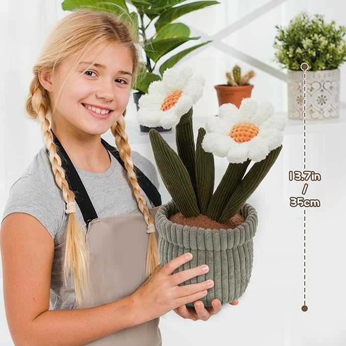 MaoGoLan Daisy Flower Plush Toy, 13.7 inch - Cute Flower Bouquet Stuffed Animal for Grilfriend Wife Mother, Plant Plushies Gift for Valentines Graduation Birthday Christmas