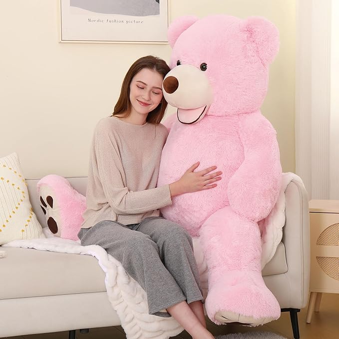 MorisMos Giant Teddy Bear Plush 5ft, Life Size Huge Pink Teddy Bears for Girlfriend, 5 Foot Large Big Stuffed Animal Gifts for Wife, Lover on Valentines, Anniversary, Birthday
