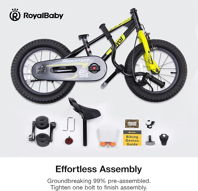 RoyalBaby Kids Bike Freestyle Classic & EZ Balance Pedal Switchable Bicycle, 12 14 16 18 Inch, 3-10 Years Toddler to Big Kids