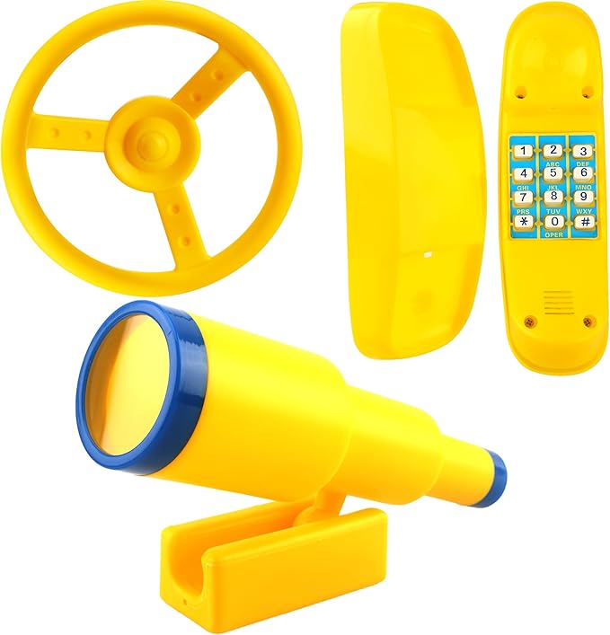 Playground Accessories Swingset Steering Wheel Plastic Telescope Telephone Swingset Phone Toy for Kids Outdoor Playground Backyard Treehouse