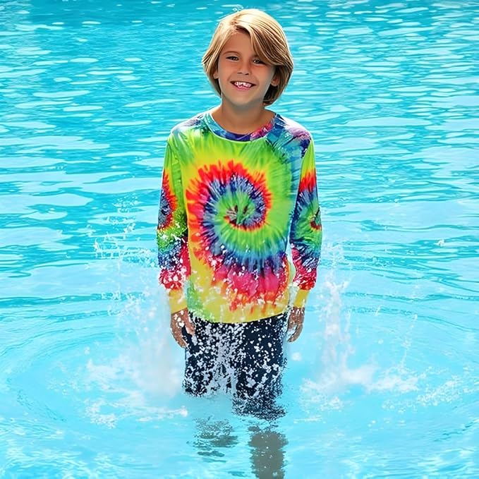 INGEAR Boys' Rash Guard UPF 50+ Swim Shirt - Lightweight, Quick-Dry, Durable Sun Protection for Swimming, Sizes XS-XL