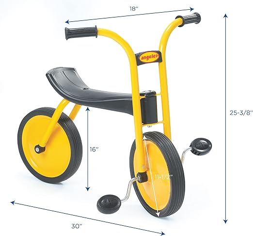 MYRIDER Toddler Trike, Kids Tricycle for Preschool, Daycare, Playground Kids Tricycles, Rubber Tires, Yellow/Black, 12" Bike