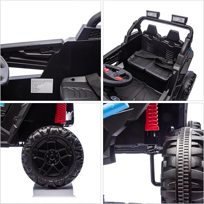 24v Ride On Toys for Big Kids,UTV 2 Seater Ride On Car for Kids,24 Volt Ride On Toys for Boys,W/Remote Control,LED,Music,Bluetooth,4 Shock Absorbers,Toddler 4 Wheeler,Electric Car for(Blue)