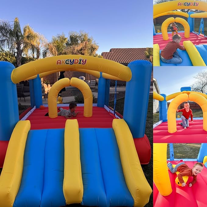 AKEYDIY Bounce House for Kids,13 x 12ft Obstacle Course Bounce House Jump 'n Slide for 3-12 yr Kids, Inflatable Bouncy House with Double Slides&Large Bounce Area - Bouncy Castle for Indoor/Backyard