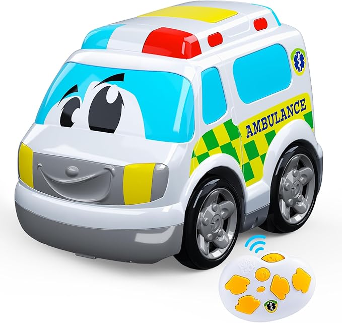Ambulance Toys for Kids 3-8 Year Old Remote Control Car for Toddlers 1-3 Durable RC Medical Transport Emergency Rescue Vehicle with Light & Siren Sound Effects 2.4G Cartoon Cars