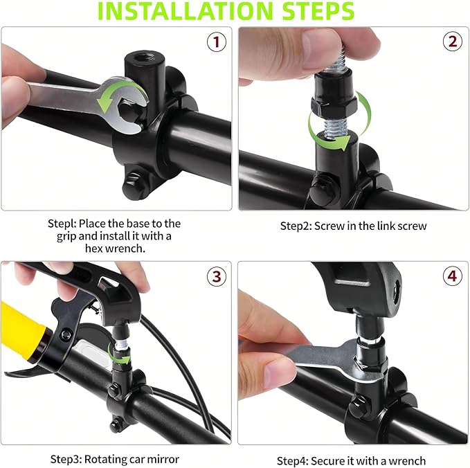 2 Pack Bike Mirrors,eBike Handlebar Mirror,360° Adjustable and Rotatable Safety Bicycle Rear View Mirrors, Scratch Resistant Glass Lens,Bicycle Universal Fit Accessories