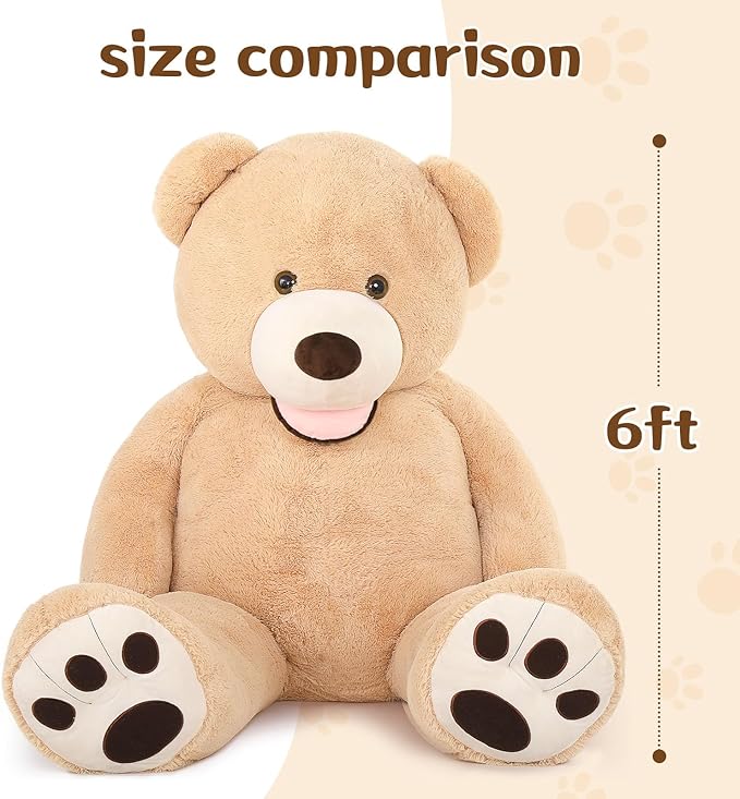 MorisMos Giant Teddy Bear Plush 6ft, Life Size Huge Brown Teddy Bears for Boyfriend Girlfriend, 6 Foot Large Big Bear Gifts for Lover on Valentines, Anniversary, Birthday