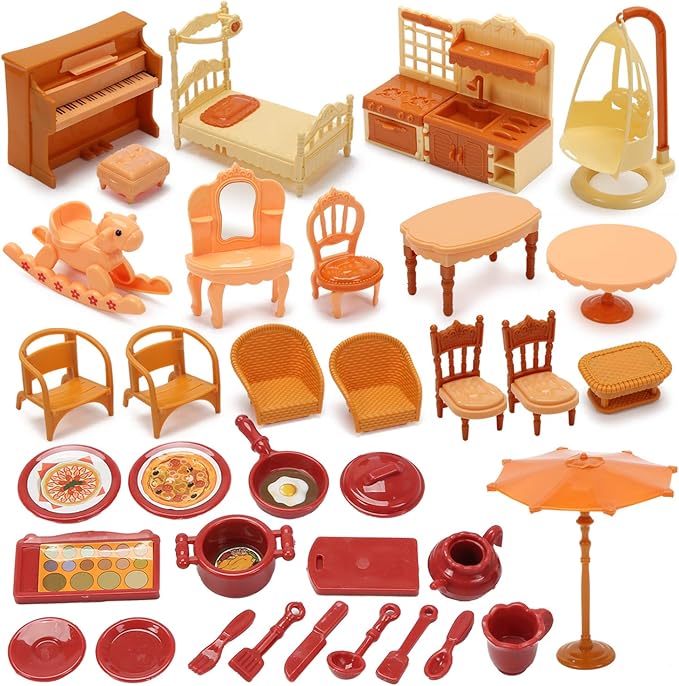 Doll House for Girls, DIY 5-Room Dollhouse Playset wirh Furniture and Accessories, Dream Gift for Kids