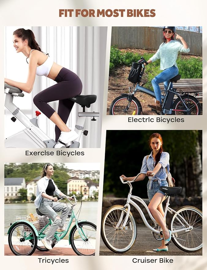 Extra Oversized Bike Seat Cushion for Peloton Bike & Bike+, Comfort Bicycle Seat Replacement for Men Women, Wide Bike Saddle Compatible with Peloton Accessories, Exercise, Electric, Cruiser Bikes