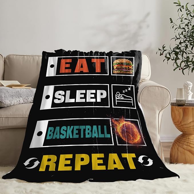 Basketball Blanket Gifts for Girls Boys Sports Throw Cozy Plush Fleece Flannel Lightweight Fuzzy Party Blankets for Women Men 80"X60"