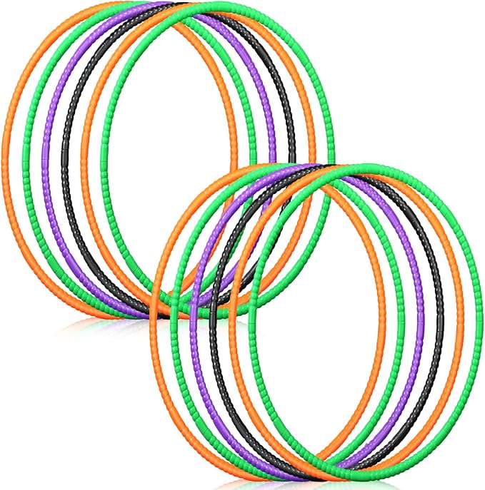 Sratte 12 Pcs Toy Hoop for Kid Detachable Adjustable Toy Hoop Colored Exercise Ring Plastic Circle for Kid Teen Gymnastics Equipment Require Self Assembly(28 Inch,4 Solid Colors)