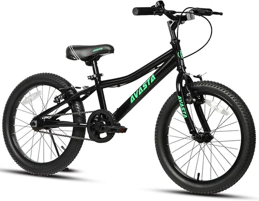 AVASTA Bilbo 18 20 Inch Kids Bike for Boys Girls 5-10 Years Old, Retro Style High Carbon Steel Bicycle with Adjustable Handlebars and Seat, Dual V-Brakes, Kickstand, Multiple Colors