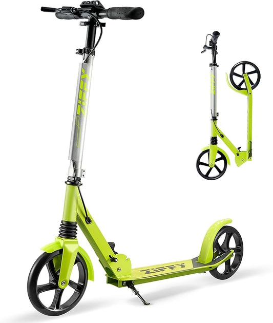 ZIFFY Scooter for Kids with Hand Brake, Foldable Kick Scooter for Ages 6-12, Lightweight Scooter for Boys with 4 Adjustable Heights, ABEC9 Bearings, Supports Up to 260 lbs by Jova