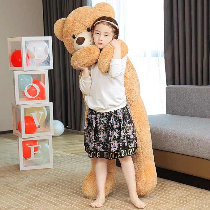 Giant Teddy Bear 55" Stuffed Animals Plush Toy, Cute Life Size Big Soft Bear for Boy Girl Birthday Valentine Mother's Day, 7 LBs, 140 CM, Lihgt Brown