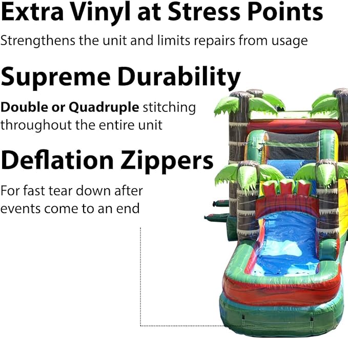 TentandTable Inflatable Bounce House Water Slide for Kids 5-12 Large, Commercial Grade Mega Bouncy Castle for Adults, Jump House, Includes Electric Air Blower, 32' L x 16' W x 15' H, Fire Marble