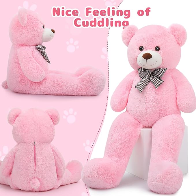 MaoGoLan Giant Teddy Bear 4 Feet,Adorable and Cuddly Big Teddy Bear Stuffed Animal 47", Pink Teddy Bear Plush Gift Decoration for Baby Shower,Party,Birthday,Valentines Day