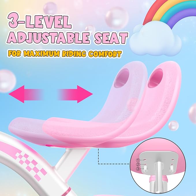 Toddler Tricycle for 1-3 3-4 Year Olds, Toddler Toys Baby Bike, Toys for Ages 2-4, 3-Level Adjustable Seat, 3 Colorful Lighting Wheels, 2 3 4 Year Old Girl Birthday Gifts Pink