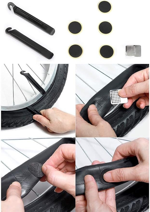 Bicycle Tire Pump, Bike Repair Tool Kits Saddle Bag, Patches, 11 in 1 Multi Function Tool, Lever, Link Plier, Missing for Road Mountain BMX , Chain Breaker Splitter