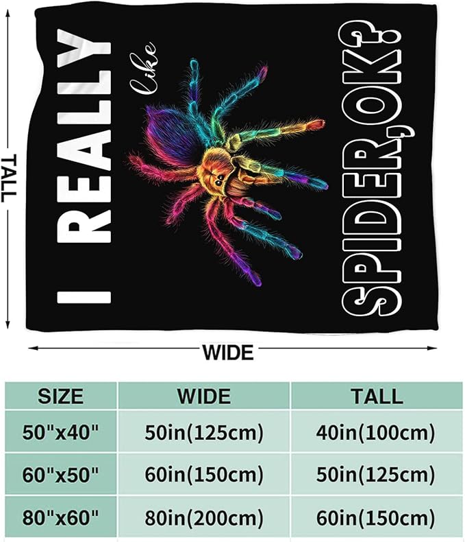 Spider Blanket Gifts for Girls Women Spider Throw Blankets Cozy Plush Fleece Flannel Fuzzy for Boys Men Decor 50"X40"
