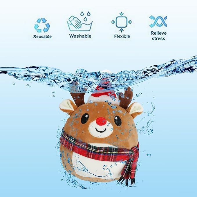 Christmas Plush Reindeer, Stuffed Animal with Christmas Hat, Stuffy Reindeer for Kids