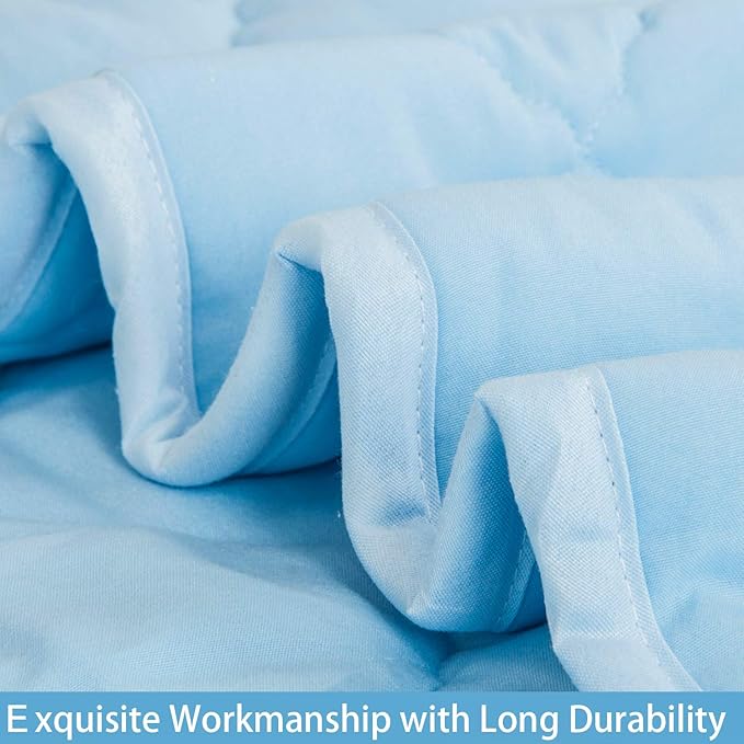 NTBAY Down Alternative Oversized Toddler Comforter, Super Soft and Warm Solid Color Baby Crib Quilted Blanket, 43x60 inches, Aqua