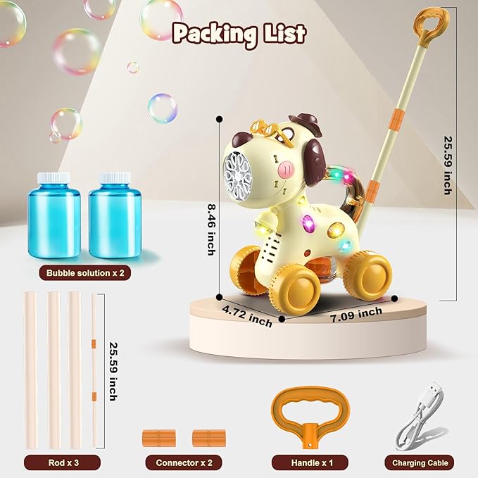 Nicmore Automatic Bubble Machine for Toddlers: Portable Dog Bubble Maker Blower Toys for 3 4 5 6 Year Old Boy Girl Kids Outdoor Toys for Easter Party Birthday