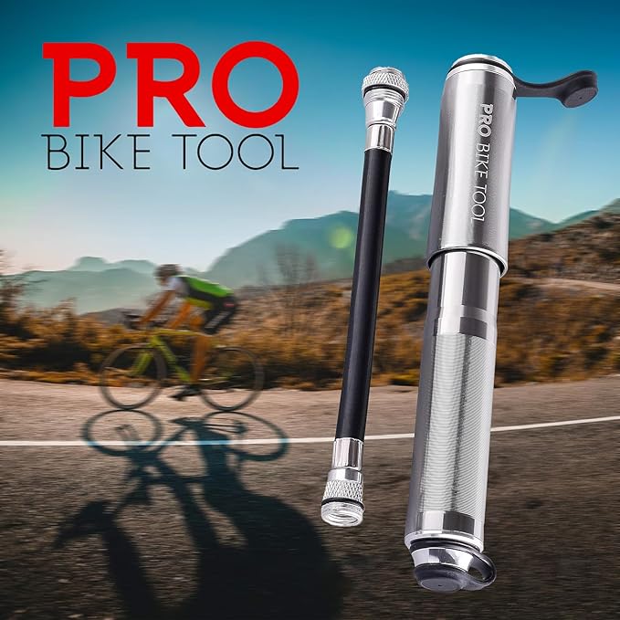 Pro Bike Tool Mini Bike Pump - Compact and Portable Bicycle Tire Pump for Fast Inflation - Compatible with Presta and Schrader Valves - Lightweight and Durable Design - Essential Bicycle Accessories