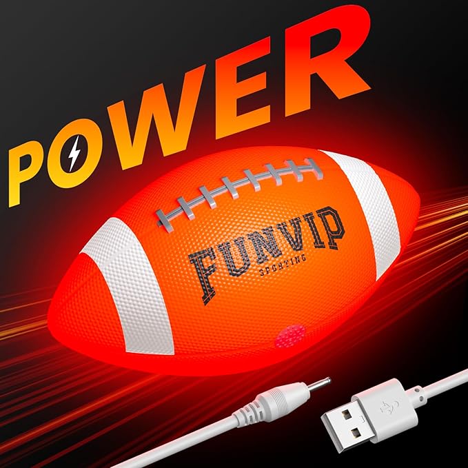 Funvip Football,Rechargeable Glow in The Dark Ball for Kids-Size 6 Light Up Football,Easter Gift Ideas,Gifts for Teens Boy,Birthday Gifts Toys for Boys Ages 7 8 9 10 11 12 13 14 15
