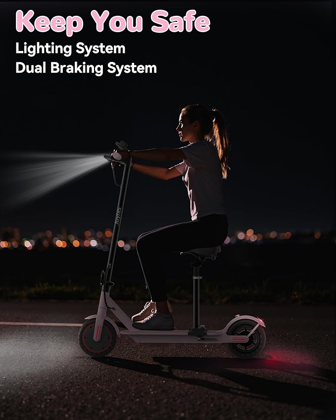 Electric Scooter Adults, Powerful 350W E-Scooter, Max 19 Mph & 15-19 Miles Range Scooters, Folding Scooters with 8.5" Solid Tires, Commuting Scooter Kick Scooter with APP Control (Seats Optional)