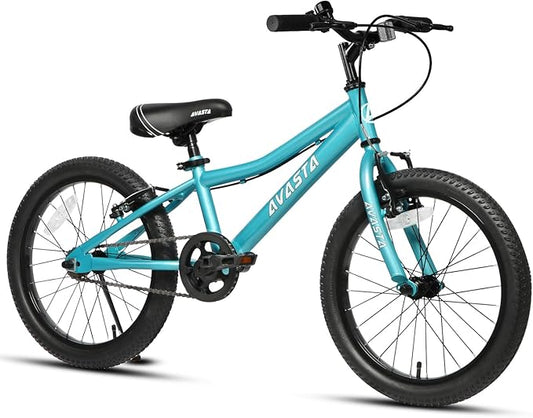 AVASTA Bilbo 18 20 Inch Kids Bike for Boys Girls 5-10 Years Old, Retro Style High Carbon Steel Bicycle with Adjustable Handlebars and Seat, Dual V-Brakes, Kickstand, Multiple Colors