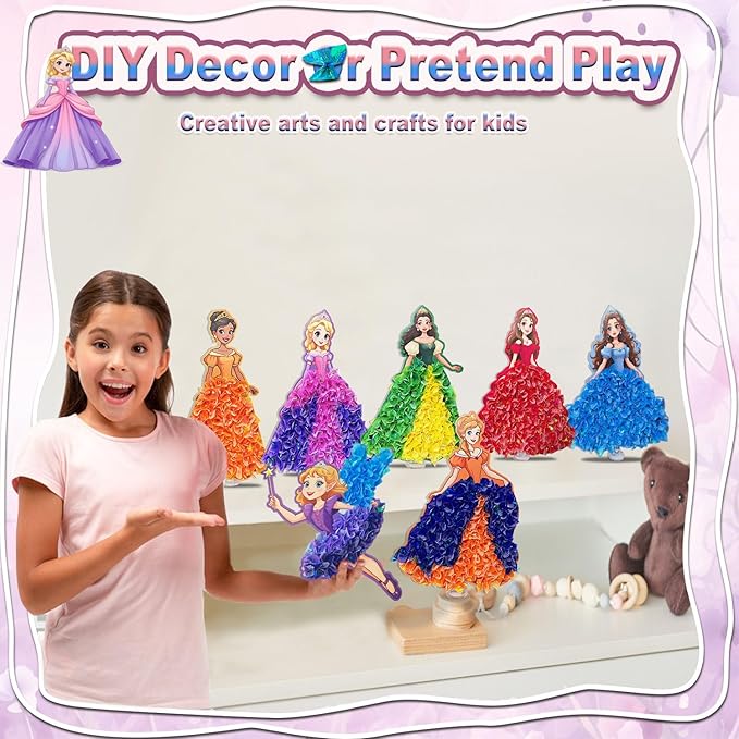 mom&myaboys Poke in Fun Art Kit for Kids DIY Princess Craft Set Birthday Gifts for Girls Ages4-8,Mess-Free Art for Children Fun Activity for Boys Old 3 4 5 6 7 8 9,Christmas Gift for Kid 3 Up