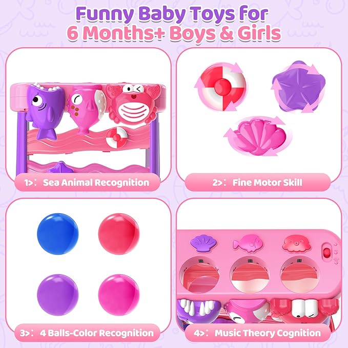 Toys for 1 2 Years Old Girls, Musical Toys for 12-18 Months, Interactive Toddler, Montessori Toys, Christmas Birthday Gifts for Baby Kids Toddlers Age 1-2 Years Old (Pink)