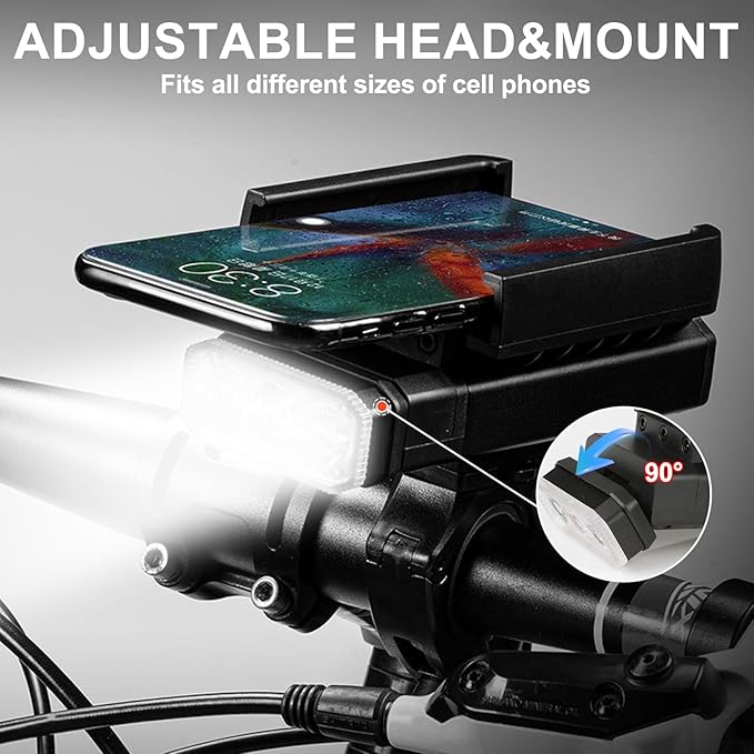 4800 Lumen Bike Lights, USB-C Rechargeable Bicycle Light, Super Bright Bike Lights for Night Riding, IP65 Waterproof Bicycle Headlight, for Commuters Adults and Children