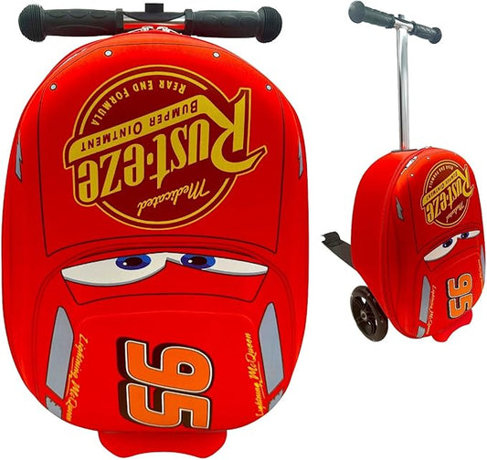 Fast Forward Kid’s Licensed 18" Ride-On Suitcase Scooter - Lightweight Carry-On Foldable Scooter Luggage