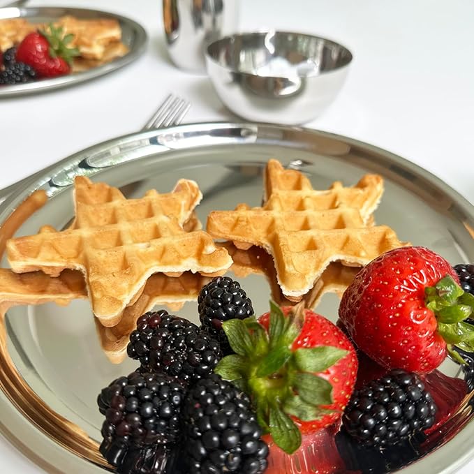 Ahimsa Stainless Steel Kids Plates, 9" Polished Non Divided Stainless Steel Plates, Pediatrician Designed & Non Toxic, Unbreakable, Dishwasher Safe, Single Classsic Silver