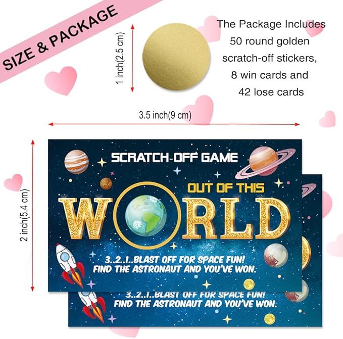 50 Psc Out of This World Scratch off Cards, Funny Outer Space Theme Scratch Cards for Birthday Baby Shower Party, Lottery Group Reveal Games Activity Supplies, Galaxy Theme Party Supplies