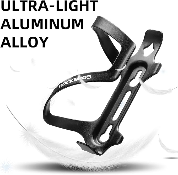 ROCKBROS Bike Water Bottle Holder Alloy Aluminum Bicycle Water Bottle Cage Brackets Bike Cup Holder for Road Mountain Bikes Black