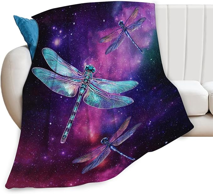 Dragonfly Blanket Gifts for Girls Boys Dragonfly Lovers Throw Blankets Cozy Plush Fleece Flannel Fuzzy for Women Men Decor 80"X60"