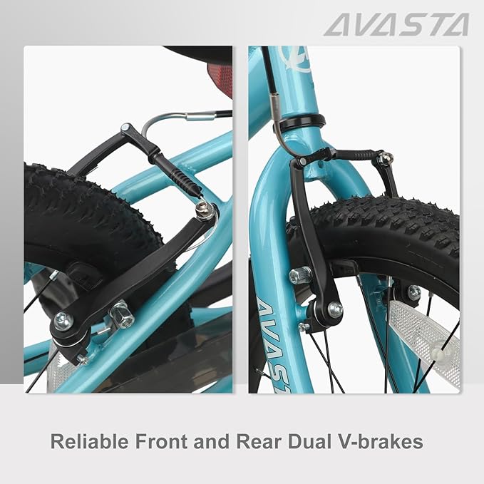 AVASTA Bilbo 18 20 Inch Kids Bike for Boys Girls 5-10 Years Old, Retro Style High Carbon Steel Bicycle with Adjustable Handlebars and Seat, Dual V-Brakes, Kickstand, Multiple Colors