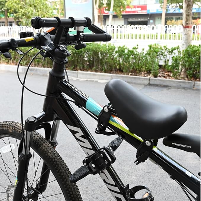 Detachable Front Mounted Kids Bike Seat with Handlebar & Foot Pedals for Children 2-5 Years, Toddler Bike Seat for Adult Bicycle, Secure & Comfortable Bike Attachment for Kids