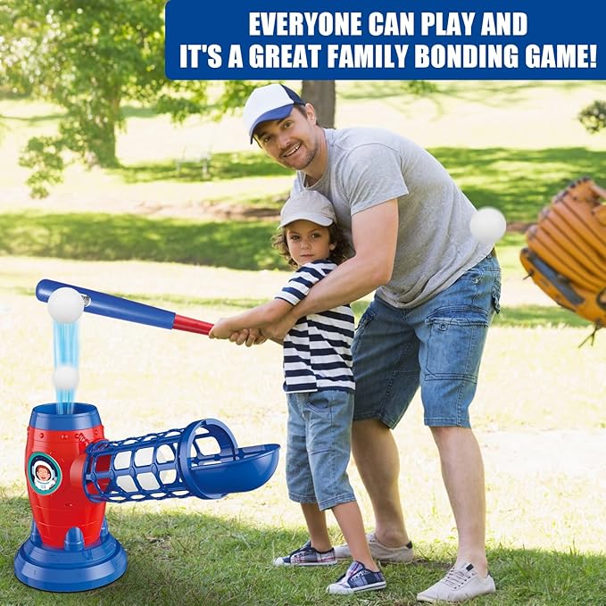 Baseball Set RC Pitching Machine with Plastic Baseball Bat for Toddler Kids Sports & Outdoors Toys - Training Equipment & Batting Practice Toys Gifts for Youth Boys & Girls