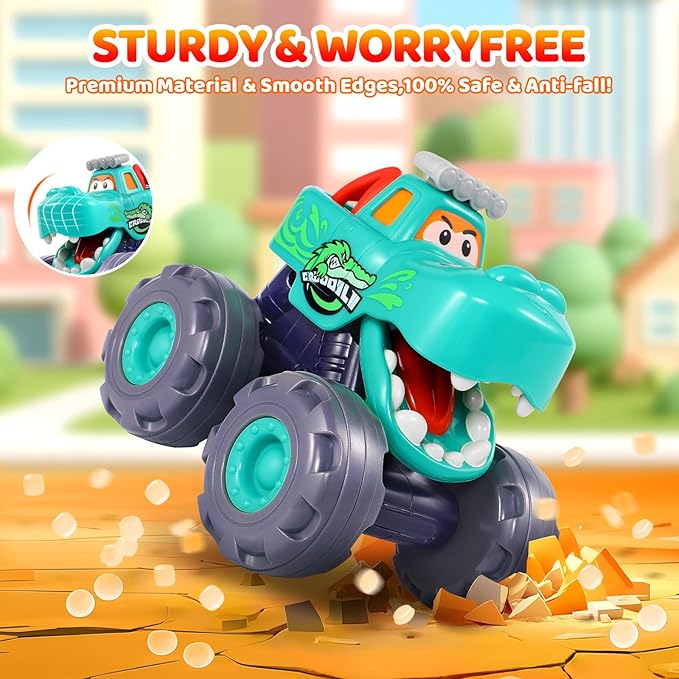 OCATO Car Toys for 1 Year Old Boy Gifts, Pull Back Monster Truck Toy Cars for Toddlers 1-3, 1 2 3 One Year Old Boy Birthday Gift 1st Vehicles Kids Stocking Stuffers Toddler Baby Boys Toys 12-18 Months