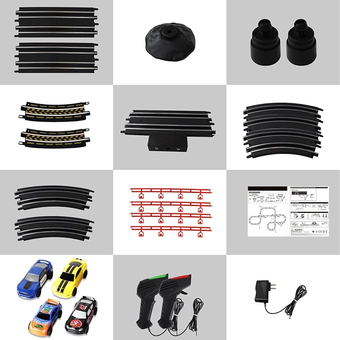 Slot Racing Car Track for Kids 28Ft Electric Powered Race Tracks Sets for Boys and Kids,Dual Racing with 4 High Speed Cars and 2 Hand Controllers, Gift Toys for Children 6,7,8 Years Old