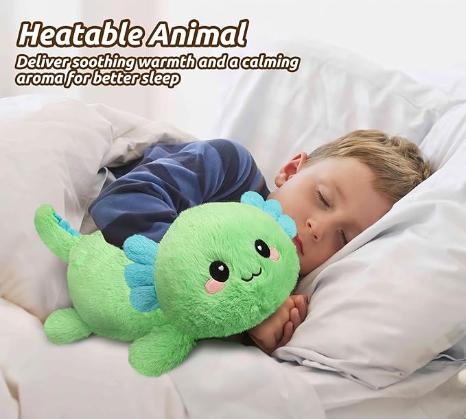Cuckool Mint Axolotl Stuffed Animals, Microwavable Stuffed Animals Heating Pad for Cramps, Pain Stress Relief, Heatable & Coolable Lavender Scented Plush Toys for Anxiety, Women & Kids Bedtime