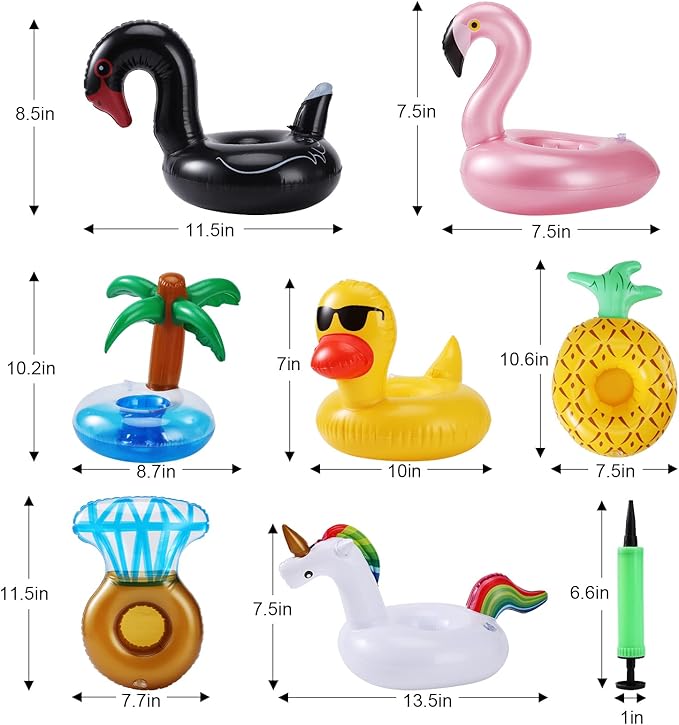 Inflatable Drink Holder 16 Pack,Pool Drink Holder Floats for Parties,Floating Drink Holder for Pool, Kids Water Fun Toys