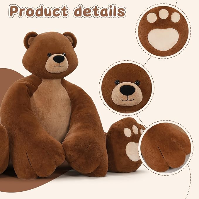 MaoGoLan Giant Teddy Bear Stuffed Animal,Unique Little Head and Big Muscle Body Teddy Bear Plush Toy, 43.3" Sitting Height Huggable Teddy Bear Gift for Muscle Bear Lover, Party Favor,Long Distance