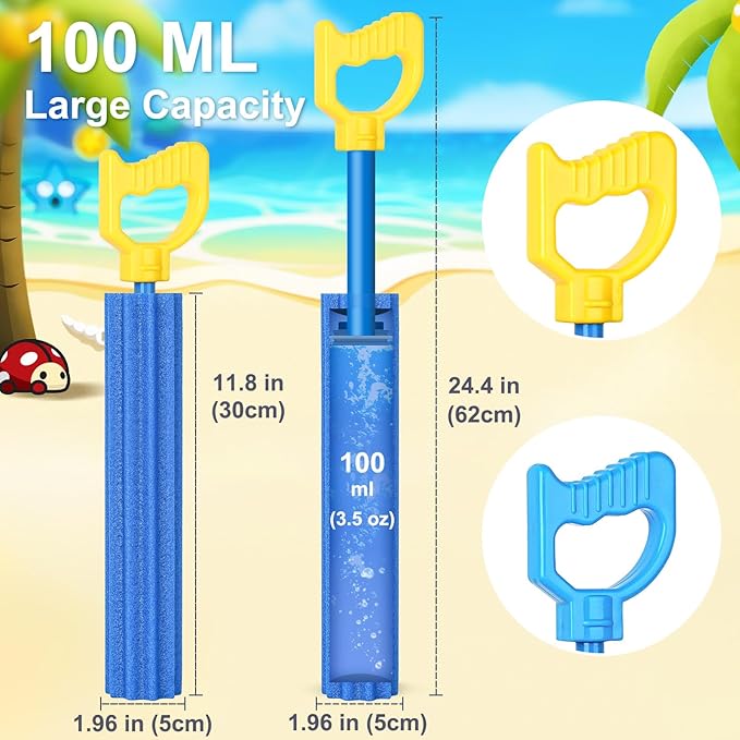 Water Gun Toy - 6 Pack Water Soaker Blaster Foam Squirt Toys Summer Party Swimming Pool Beach Outdoor Water Activity Fighting Play Toys for Kids Adults