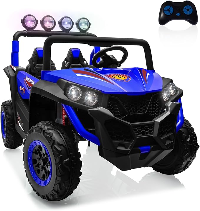 OTTARO 2 Seater Ride on Car Truck,24V Electric Vehicle Car for Kids 3-8 Years,200W Motors,4 Shock Absorbers, Music Play,Bright Light, Remote Control(Blue)
