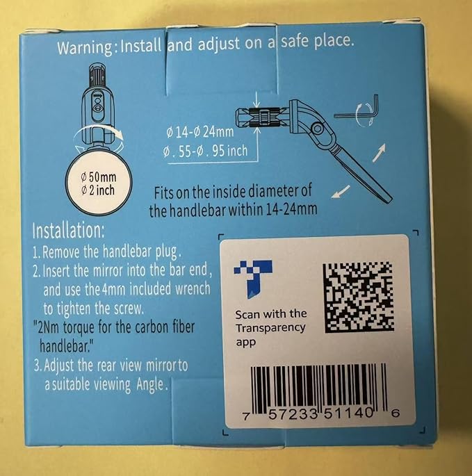 Bike Mirrors,Bike Bar End Mirror, HD Glass Convex Lens Bicycle Rearview Mirror, Safe Cycling Rearview Mirror, Easy to Install