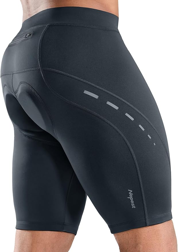 Nepest Men's Bike Shorts 4D Padded Cycling Road Biking Riding Biker Bicycle Mountain Cycle Shorts Zipper Pockets
